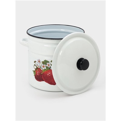 Кастрюля эмалированная, 12 л, с крышкой, цилиндрическая, белая