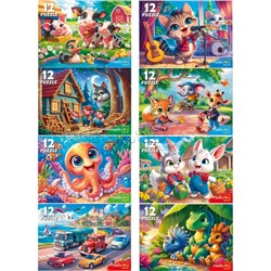 Пазлы 12 "Милые истории №2" (8 шт в шоубоксе)