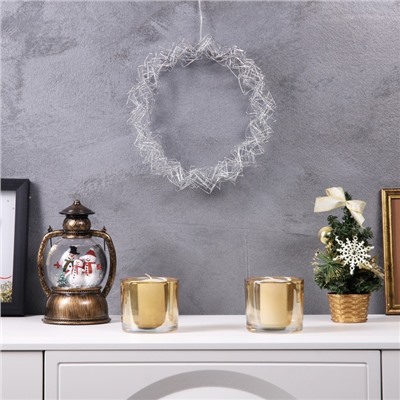 Светодиодная фигура «Венок» 25×25×6 см, 15 LED, батарейки AAx2 (не в комплекте), свечение теплое белое