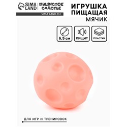 Игрушка пищащая «Мячик планета» для собак, 6.5 см, розовая