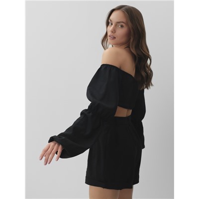 Кроп-топ с длинными рукавами MIST, черный, р-р XS