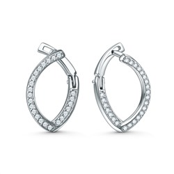 Серьги из серебра с фианитами родированные