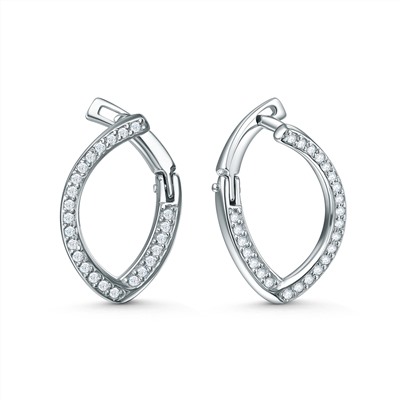 Серьги из серебра с фианитами родированные