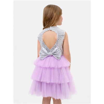 Платье для девочки KAFTAN с пайетками, серебристо-сиреневое, рост 122-128 см