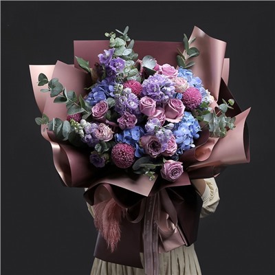 Пленка матовая для цветов, двухсторонняя,«Зефир», фиолетово - бронзовая, 57 см × 5 м