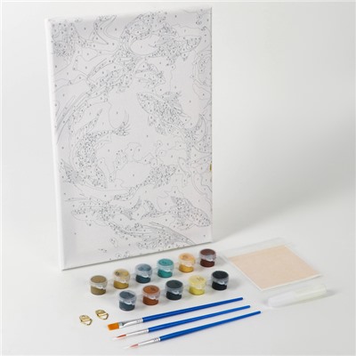 Картина по номерам с подрамником и поталью «Золотые рыбки», 20×30 см