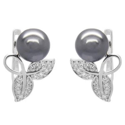 Серьги из серебра жемчуг, С1331ч