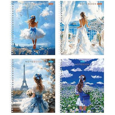 Тетрадь  48л клетка на спирали "Прекрасные незнакомки" (093149) Хатбер