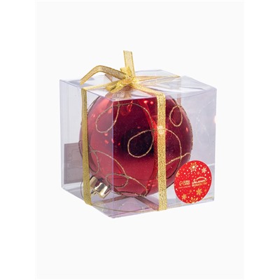 Ёлочный шар «Золотые завитки», новогодний, d=12 см, красный