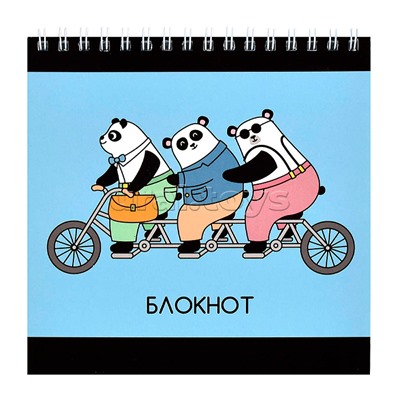 Блокнот, 140х140 мм, 60 л, арт. 61254 ТРИО / Блок - белый офсет 65 г/м², клетка, гребень, сплошной глянцевый УФ-лак,