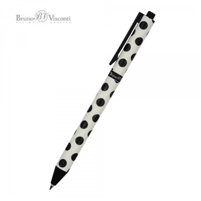 Ручка автоматическая шариковая 0.5мм "ArtClick. Black polka dots" синяя 20-0281/17 Bruno Visconti