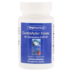 Allergy Research Group, QuatreActiv, фолат, 5-MTHF (метилтетрагидрофолат) 4-го поколения, 90 вегетарианских капсул