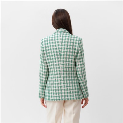 Пиджак женский твидовый двубортный MIST, размер 48. зелёный