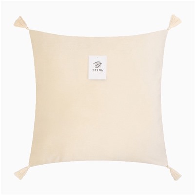 Набор декоративных наволочек Этель с кисточками, цвет молочный, 45×45 см - 2 шт., полиэстер, велюр