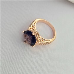 Кольцо 17 р ювелирная бижутерия коллекция "Дубай", покрытие позолота, вставка: фианиты и цирконы, цвет: аметистовый и прозрачный, арт.414.132-17