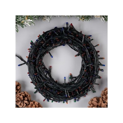 Гирлянда «Нить» 15 м, IP20, тёмная нить, 400 ламп, свечение мульти, 8 режимов, 220 В