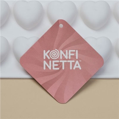 Форма для муссовых десертов и шоколада KONFINETTA «Сердца», силикон, 29.7×17.3×1.5 см, 35 ячеек (2.7×2.5 см), белая