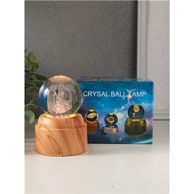 Световая фигурка стекло «Шар. Голограмма: Рождение», 6×LED, d=6 см, крутится, USB, 7×7×10 см