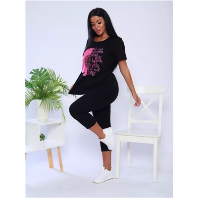 Костюм женский с бриджами КЖ009 (Фуксия/черный)