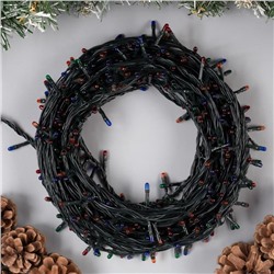 УЦЕНКА Гирлянда «Нить», 15 м, IP20, 400 LED, 220 В, 8 режимов, тёмная нить, свечение мульти