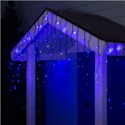 Гирлянда «Бахрома» 3 × 0.6 м, IP44, УМС, тёмная нить, 160 LED, свечение синее, мерцание белым, 220 В
