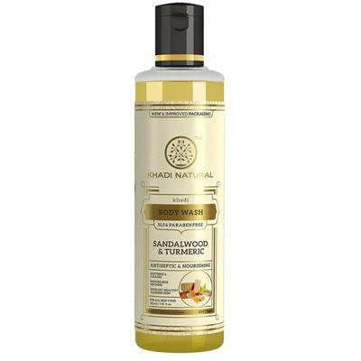 Khadi Natural Гель для душа с экстрактом Сандала и Куркумы (без парабенов и СЛС) 210 мл