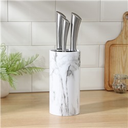 Подставка для ножей с наполнителем Доляна «Мрамор», 22×11 см, цвет белый