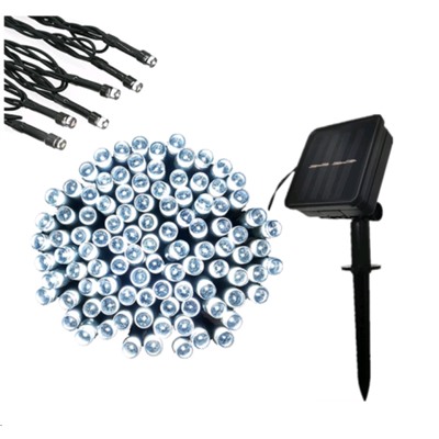 Гирлянда с питанием от солнечных элементов 10 м 100 лампочек 6 режимов / DPM-5801 /уп 100/ белый свет