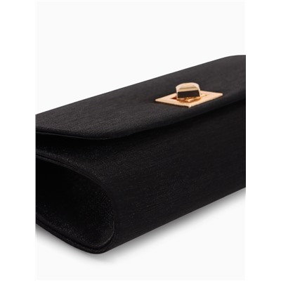 Сумка-клатч женская вечерняя на клапане, на длинной цепочке, однотонная, чёрная