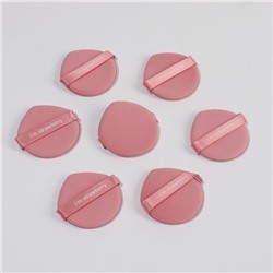 Спонжи для макияжа STRAWBERRY, набор - 7 шт., d=5.5 см, с держателем, в футляре, розовые