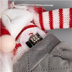 Светодиодная фигура «Гном с усами» 14×47×9 см, текстиль, батарейки AG10×3 (в комплекте), свечение тёплое белое