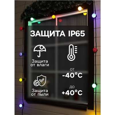 Гирлянда «Белт-лайт» 50 м, IP65, 2W, тёмная каучуковая нить, шаг 40 см, Е27 (без ламп), 220 В