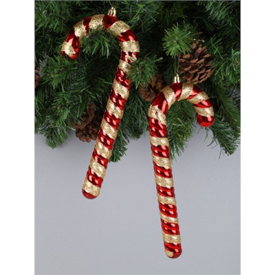 Елочное украшение Карамельная трость 2 штуки 10 см / H2304364 /уп 60/ 718265 (Серебро)