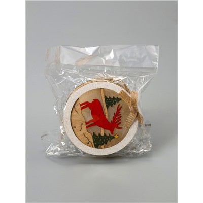 Ёлочная игрушка «Шар с оленёнком», 10×10×3 см, от батареек, свечение тёплое белое