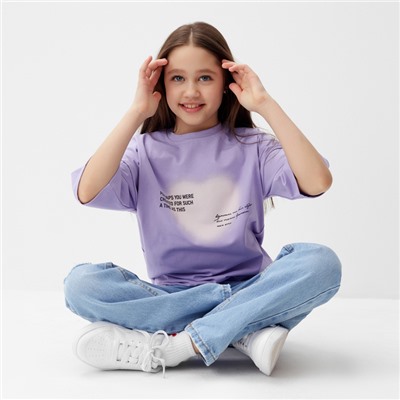 Футболка для девочки MINAKU: Exclusive print, цвет лавандовый, рост 116 см