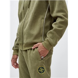 Спортивный костюм мужской демисезонный на флисе цвета хаки 340Kh