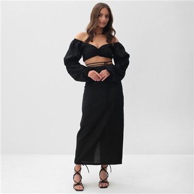 Юбка миди женская MIST: Summer time, чёрная, размер 42