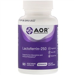 Advanced Orthomolecular Research AOR, Лактоферрин-250, 60 растительных капсул
