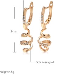 Серьги висячие, покрытие позолота 585 пробы,H0710, арт.314.855