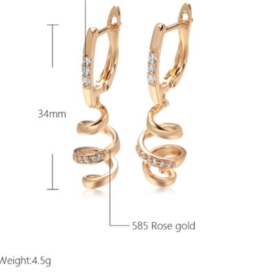 Серьги висячие, покрытие позолота 585 пробы,H0710, арт.314.855