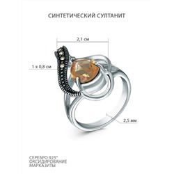 Кольцо из чернёного серебра с синтетическим султанитом и марказитами GAR2131