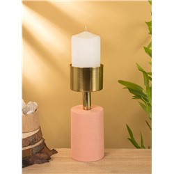 Подсвечник на 1 свечу «Кубок», 10×10×28.5 см, пудровый с золотом