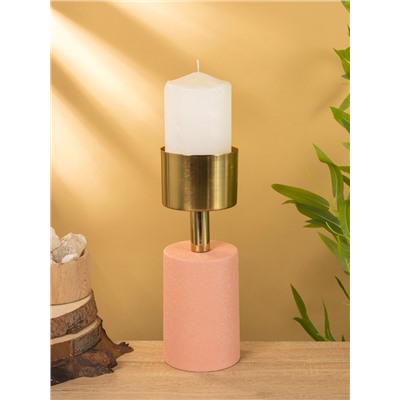 Подсвечник на 1 свечу «Кубок», 10×10×28.5 см, пудровый с золотом