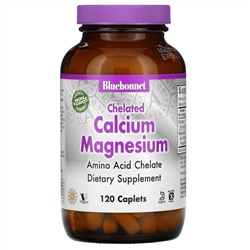 Bluebonnet Nutrition, хелаты магния и кальция, 120 таблеток