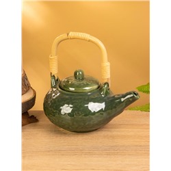 Набор чайный «Флора», чайник, 2 кружки, 25×21×17 см, керамика, зелёный