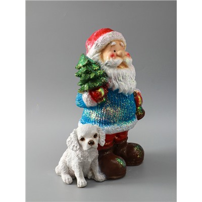 УЦЕНКА Фигура "Дед мороз с елкой" с блестками 37см