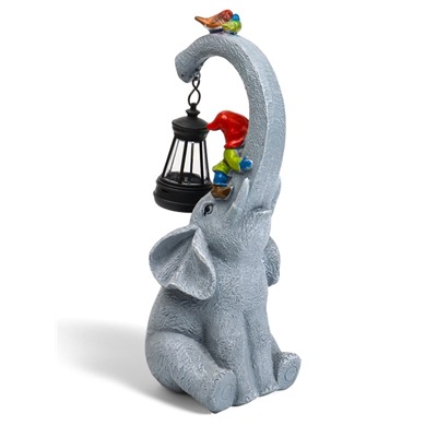 Садовая фигура из полистоуна «Слоник с гномами», 27×10×12 см, с подсветкой