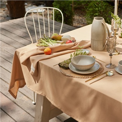 Скатерть «Этель» ECO, бежевая, 110×136 см, 70% хлопок, 30% лён, 190 г/м²