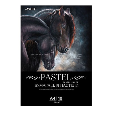 Бумага для пастели A4 (210x297 мм) черная, 120 г/м², 10 л, в пластиковом пакете с европодвесом