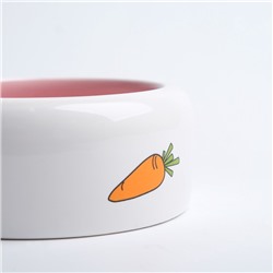 Миска керамическая «Заяц» 200 мл - 11×11×4.6 см, белая/розовая